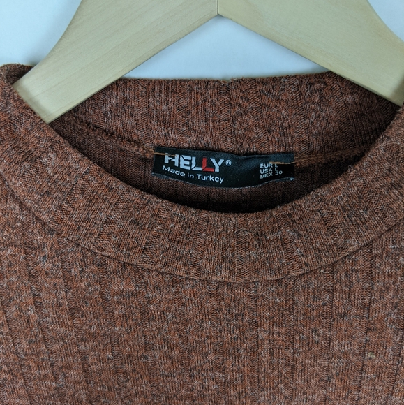 Helly Rich Brown 3/4 Button Sleeve Knit Midi Dress - Picture 3 of 4